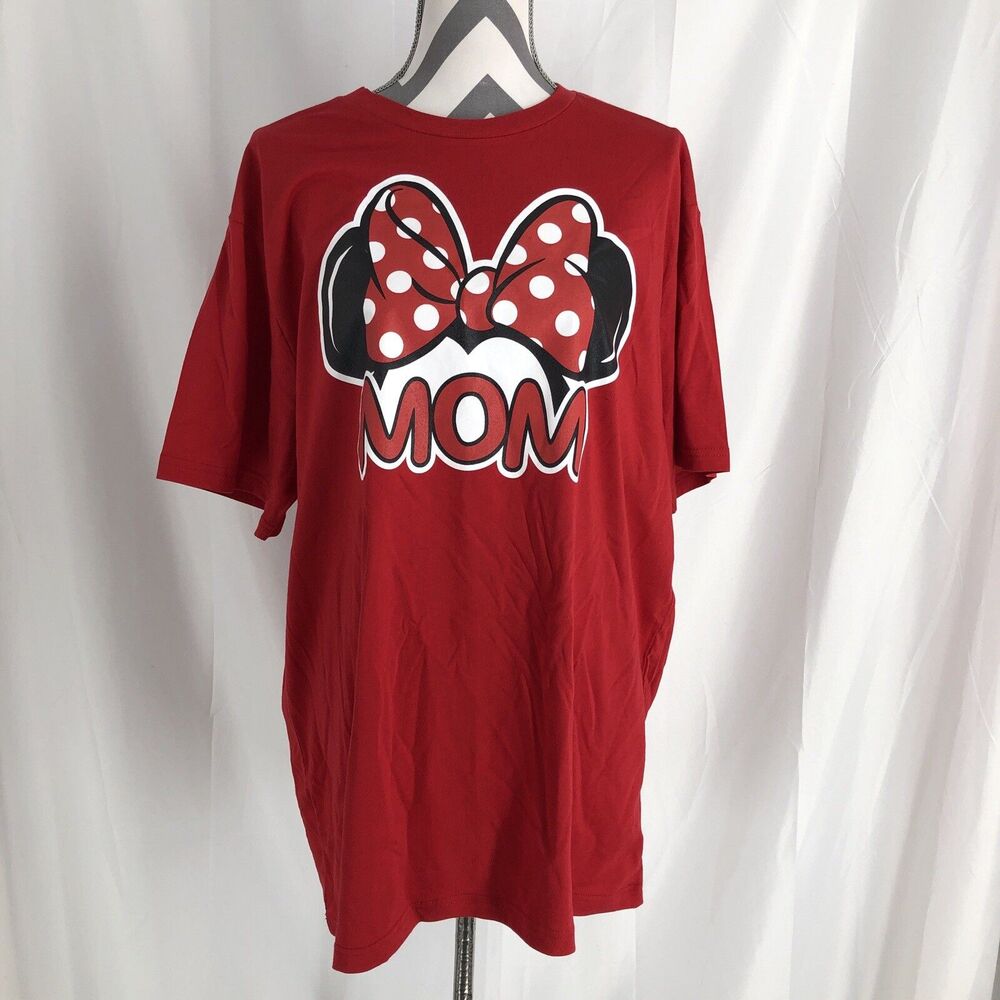 MOM Minnie Mouse Disney Tee Women XL Red Cotton Comfort Casual